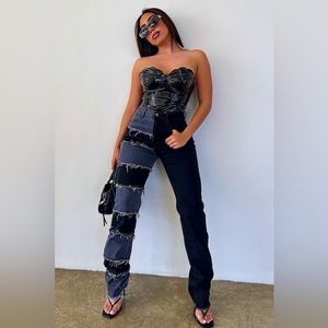 Breaking Barriers Patchwork Straight Leg Jeans